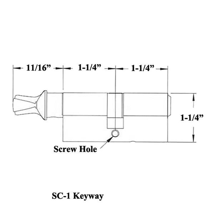 Active Keyed 32/32 Euro Schlage Symmetrical Cylinder with Thumb Turn - Active Keyed 32/32 Euro Schlage Symmetrical Cylinder with Thumb Turn