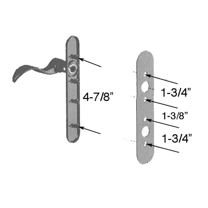 Larson Surface Mount Handle with Deadbolt 1.75 Inch Hole Spacing - Larson Surface Mount Handle with Deadbolt 1.75 Inch Hole Spacing