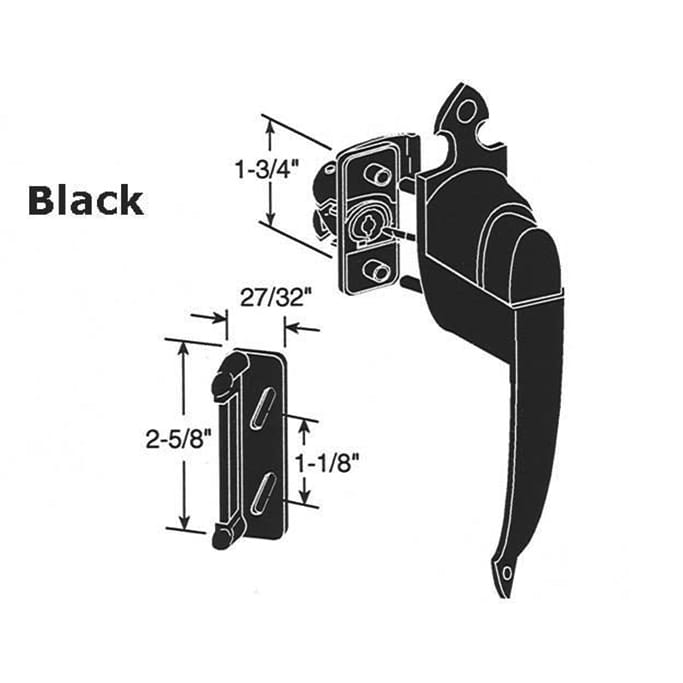 Storm Door Colonial Push Button Handle 1.75 Inch Screw Hole Spacing - Storm Door Colonial Push Button Handle 1.75 Inch Screw Hole Spacing