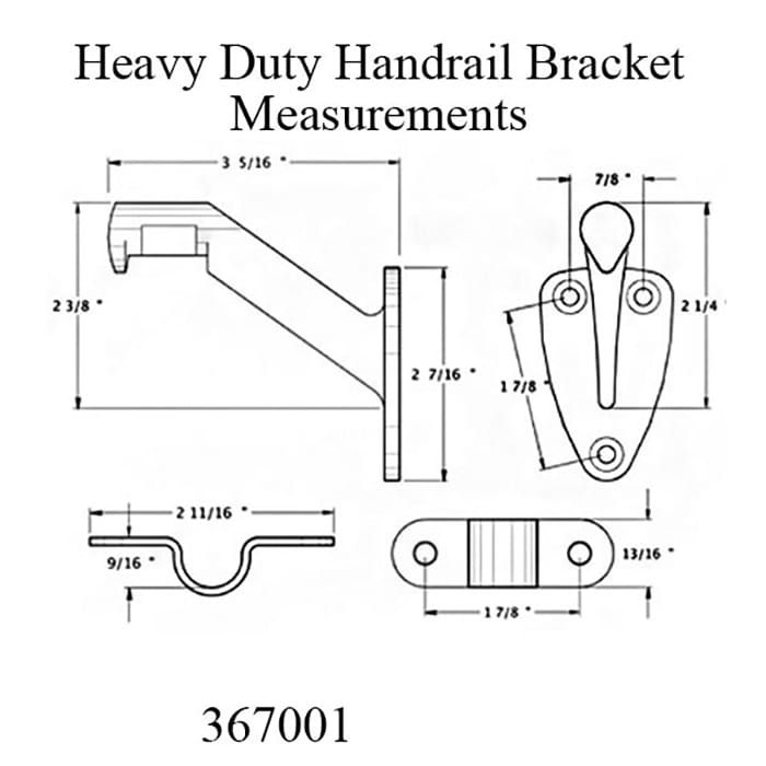 3-5/16 inch Solid Brass Handrail Bracket - Choose Color - 3-5/16 inch Solid Brass Handrail Bracket - Choose Color