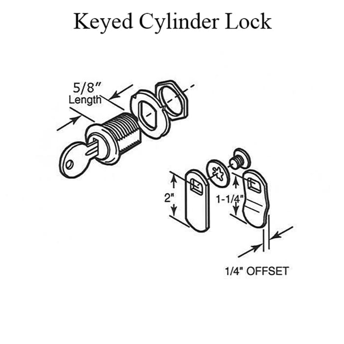 Keyed Cylinder Lock with 1/4 Inch Offset and 5/8 Inch Cylinder - Keyed Cylinder Lock with 1/4 Inch Offset and 5/8 Inch Cylinder