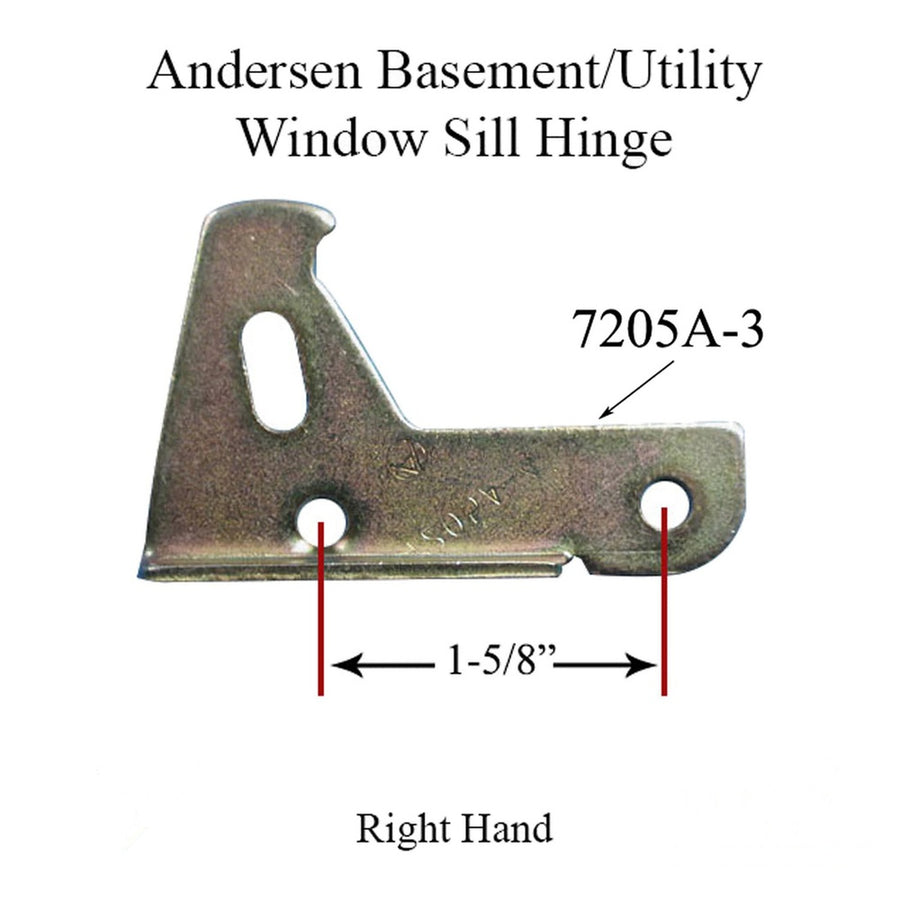 Sill Hinge - Right 7205-3, Andersen Basement / Utility Window - Sill Hinge - Right 7205-3, Andersen Basement / Utility Window