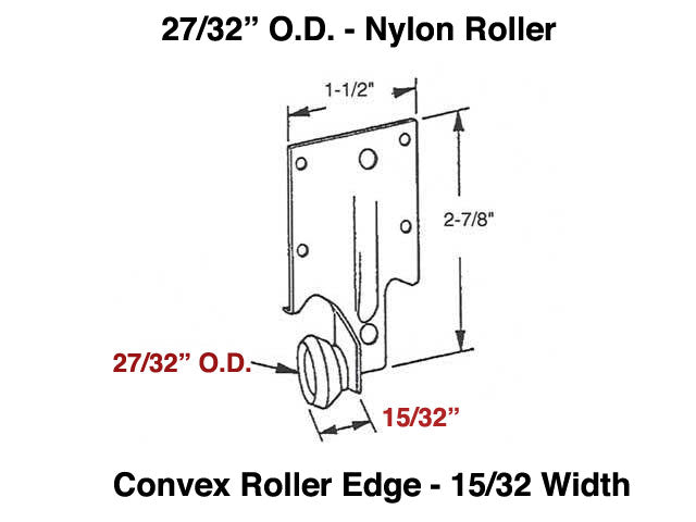 Monorail Drawer Roller Steel Bracket with 7/8 Inch Plastic Roller (Center) - Pair - Monorail Drawer Roller Steel Bracket with 7/8 Inch Plastic Roller (Center) - Pair