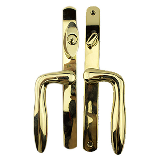 Champion Active Keyed Sliding Door Handle set Trim for 2-point lock - PVD Brass