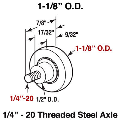 Roller Only - Metal Drawer - Threaded Axle - 2 Pack - Roller Only - Metal Drawer - Threaded Axle - 2 Pack
