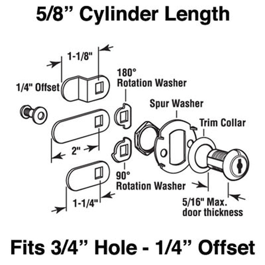 Keyed Cylinder Lock with 1/4 Inch Offset and 5/8 Inch Cylinder - Keyed Cylinder Lock with 1/4 Inch Offset and 5/8 Inch Cylinder