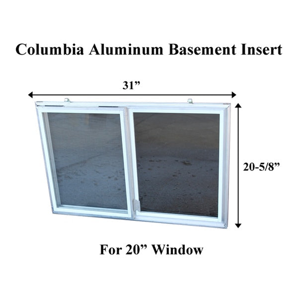 C-300-20 Aluminum Basement Window Insert,  Single Pane Glass - C-300-20 Aluminum Basement Window Insert,  Single Pane Glass