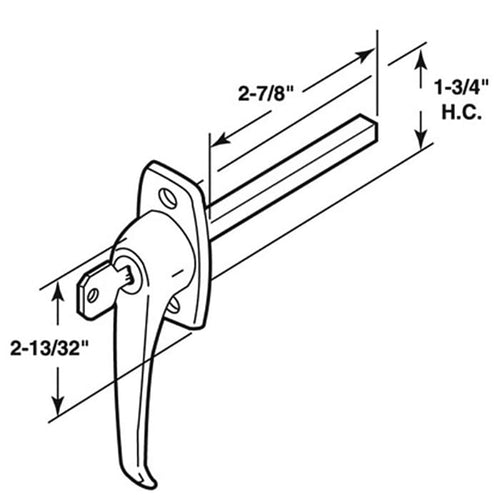 RV Camper Door L Locking Handle - 1-3/4 inch - RV Camper Door L Locking Handle - 1-3/4 inch