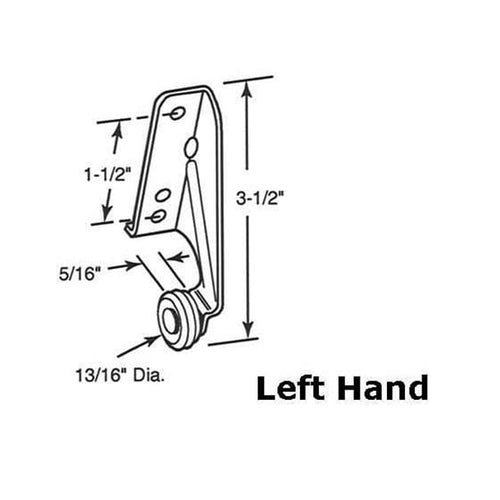 Left-Handed Monorail Drawer Roller, 13/16