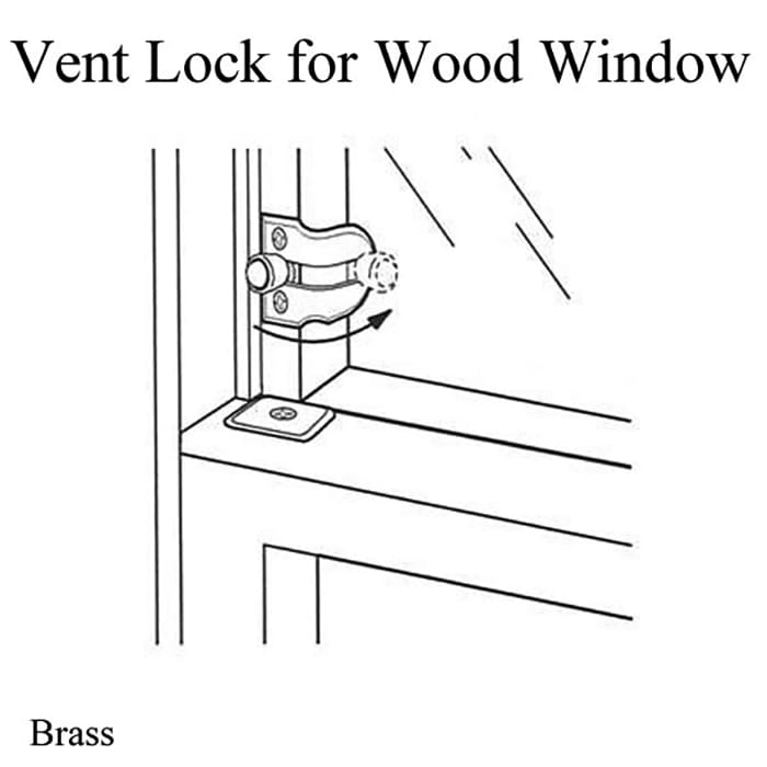 Wood Window - Vent Lock - Brass - Wood Window - Vent Lock - Brass