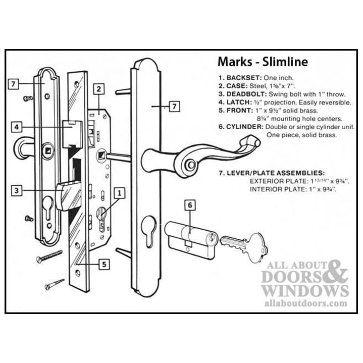Marks Profile Key Cylinder For Euro Slime Line Door Handles Schlage Keyway - Marks Profile Key Cylinder For Euro Slime Line Door Handles Schlage Keyway