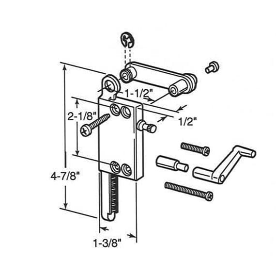 Operator, Jalousie / Louver, 2-1/8 inch hole c- c - Operator, Jalousie / Louver, 2-1/8 inch hole c- c