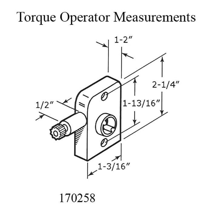 Torque Operator for Awning or Louvre Windows Side Mount Left Hand - Torque Operator for Awning or Louvre Windows Side Mount Left Hand