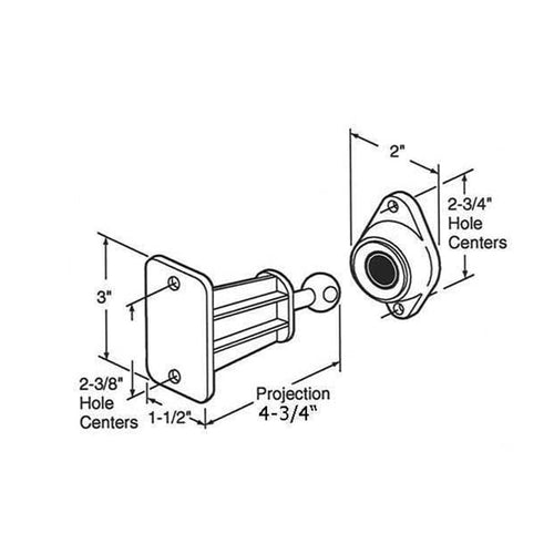 R V DOOR HOLDER ROD  4-3/4 inch  & RETAINER - R V DOOR HOLDER ROD  4-3/4 inch  & RETAINER