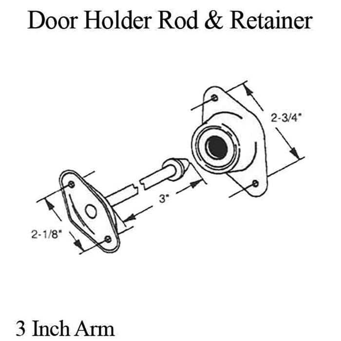 Door Holder Rod and Retainer - 3 Inch Arm - Door Holder Rod and Retainer - 3 Inch Arm