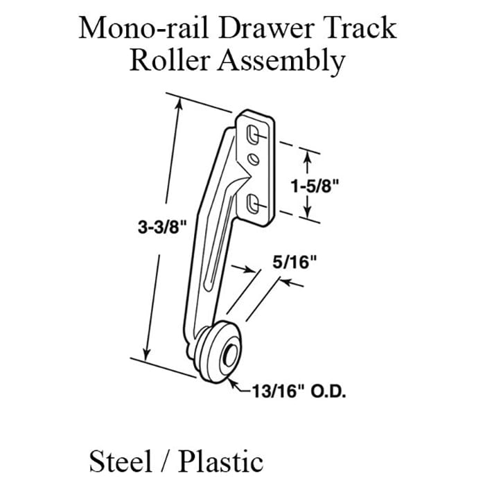 Roller Assembly, Monorail, 13/16 Inch Diameter, 2 Pack - Right Hand - Roller Assembly, Monorail, 13/16 Inch Diameter, 2 Pack - Right Hand
