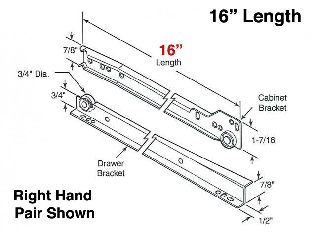 Drawer Slide Kit - 16 Inch - Drawer Slide Kit - 16 Inch