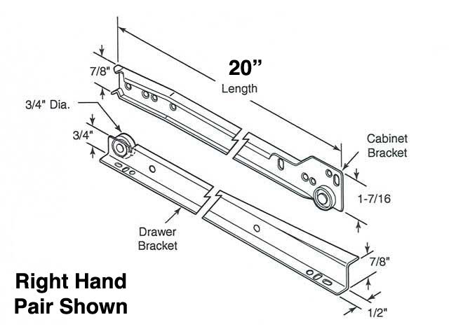 Drawer Slide Kit 20 Inch Sliders Left Right Pair Sliders Self Closing Bottom Mount - Drawer Slide Kit 20 Inch Sliders Left Right Pair Sliders Self Closing Bottom Mount