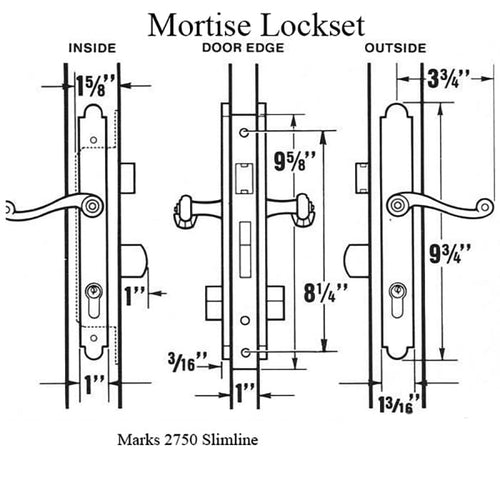Marks Storm Door Handle Keyed on Both Sides Door Handle Marks 2750 ThinLine Storm Door Handle - Marks Storm Door Handle Keyed on Both Sides Door Handle Marks 2750 ThinLine Storm Door Handle