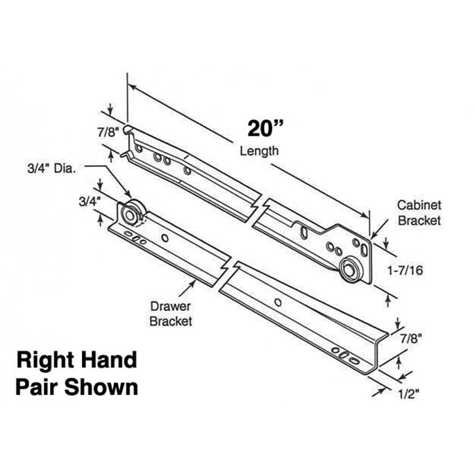 Drawer Slide Kit 20 Inch Sliders Left Right Pair Sliders Self Closing Bottom Mount - Drawer Slide Kit 20 Inch Sliders Left Right Pair Sliders Self Closing Bottom Mount