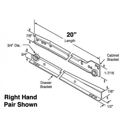 Drawer Slide Kit 20 Inch Sliders Left Right Pair Sliders Self Closing Bottom Mount - Drawer Slide Kit 20 Inch Sliders Left Right Pair Sliders Self Closing Bottom Mount