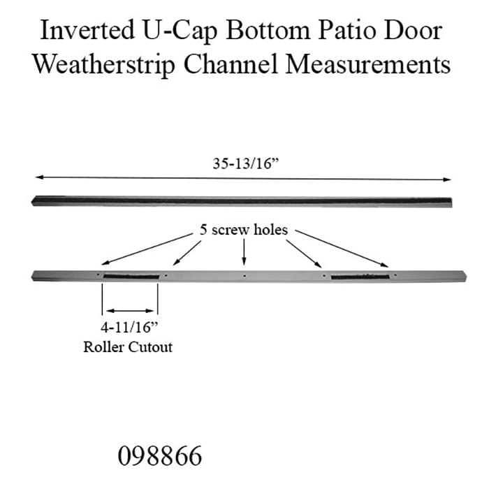 Inverted U-Cap Bottom Patio Door Weatherstrip Channel 35-13/16