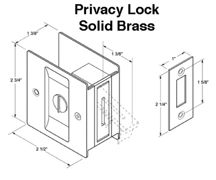 Pocket Door Pull, Privacy 2-1/2 x 2-3/4 - Choose Finish - Pocket Door Pull, Privacy 2-1/2 x 2-3/4 - Choose Finish