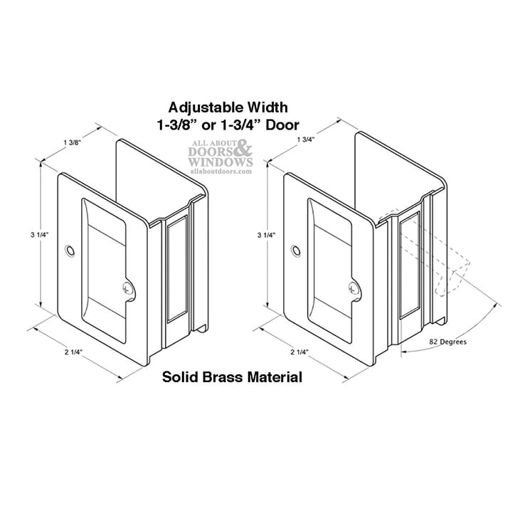 Pocket Door Pull, Privacy 3-1/4 x 2-1/4 - Choose Finish - Pocket Door Pull, Privacy 3-1/4 x 2-1/4 - Choose Finish