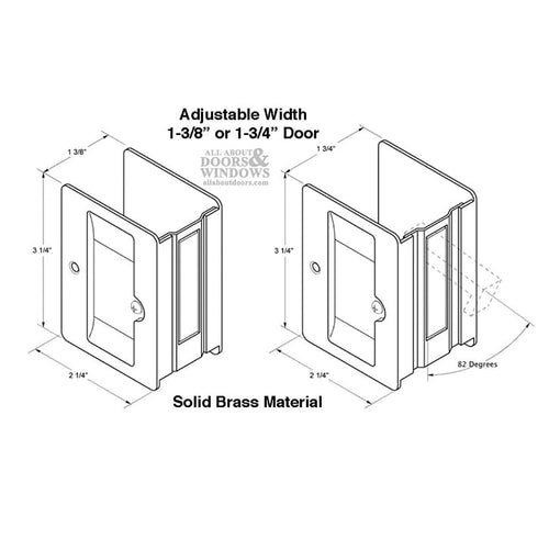 Pocket Door Pull, Privacy 3-1/4 x 2-1/4 - Choose Finish - Pocket Door Pull, Privacy 3-1/4 x 2-1/4 - Choose Finish