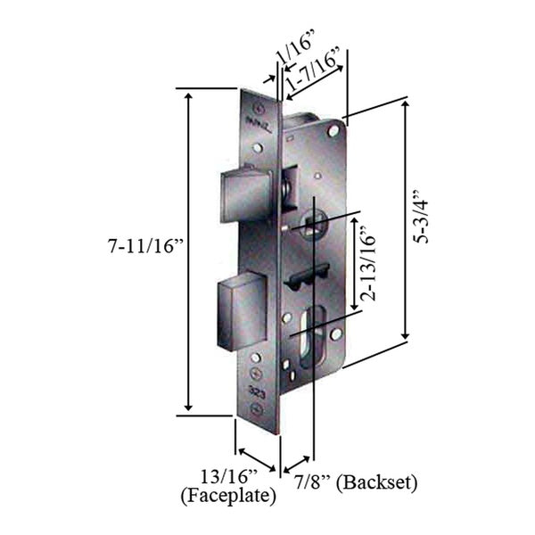Papaiz Slimline Mortise Lock Body 22mm Backset - Papaiz Slimline Mortise Lock Body 22mm Backset