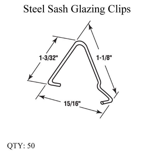 Steel Sash Window Glazing Clips, Steel - 50 per box