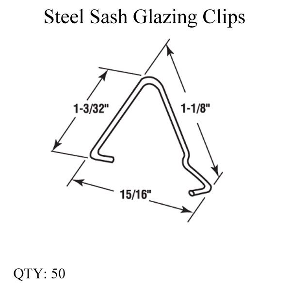 Steel Sash Window Glazing Clips, Steel - 50 per box - Steel Sash Window Glazing Clips, Steel - 50 per box
