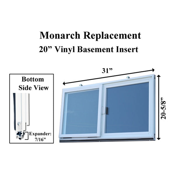 Monarch C-400A-20 Vinyl Basement WINDOW Insert, Dual Pane Glass - Monarch C-400A-20 Vinyl Basement WINDOW Insert, Dual Pane Glass