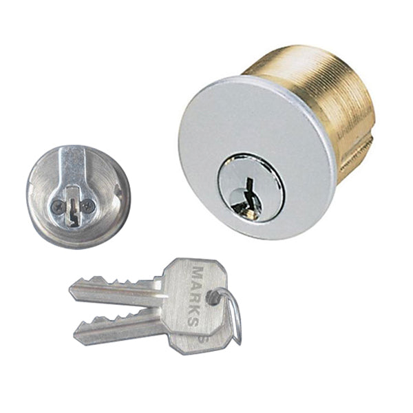 Marks Threaded Mortise Cylinder Schlage 6 Pin Key 1.25 Inch Satin Brushed Chrome - Marks Threaded Mortise Cylinder Schlage 6 Pin Key 1.25 Inch Satin Brushed Chrome