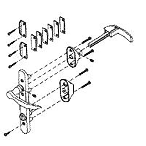 4 Post Storm Door Hardware with Curved Lever 1.75 Inch Hole Spacing - 4 Post Storm Door Hardware with Curved Lever 1.75 Inch Hole Spacing