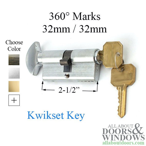 Marks Euro Profile Cylinder For Euro Slimline Door Handles Profile Cylinder With Thumb Turn and Kwikset Keyway - Marks Euro Profile Cylinder For Euro Slimline Door Handles Profile Cylinder With Thumb Turn and Kwikset Keyway
