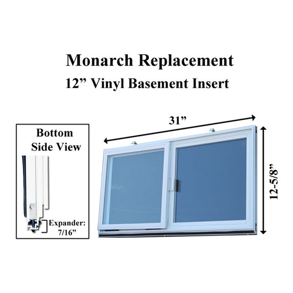 Monarch C-400A-12 Vinyl Basement WINDOW Insert, Dual Pane Glass - Monarch C-400A-12 Vinyl Basement WINDOW Insert, Dual Pane Glass