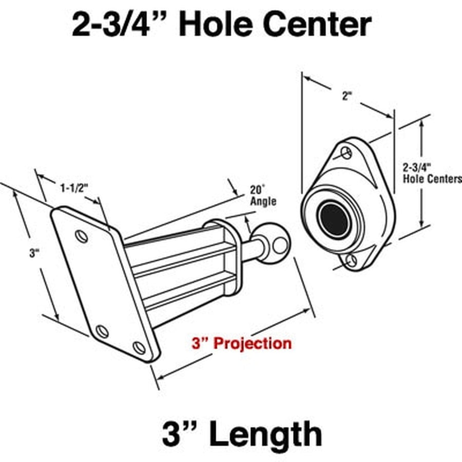 RV Door Holder Rod and Retainer 3 Inch Projection - RV Door Holder Rod and Retainer 3 Inch Projection