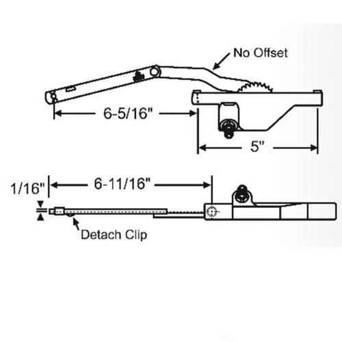 Left Hand 6-11/16 Inch Rear Face Mounted Dyad Casement Operator for Window - Left Hand 6-11/16 Inch Rear Face Mounted Dyad Casement Operator for Window