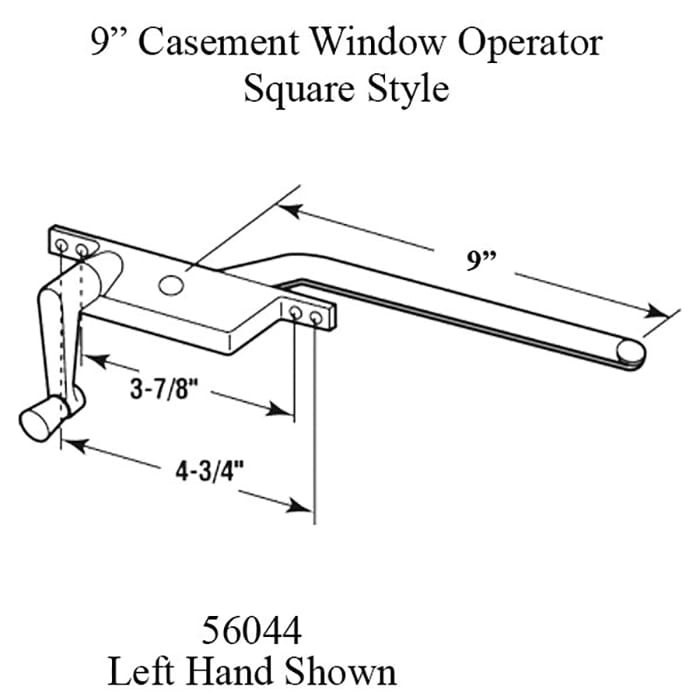 9 Inch Arm Steel Casement Operator, Square Body, Brass Plated - 9 Inch Arm Steel Casement Operator, Square Body, Brass Plated