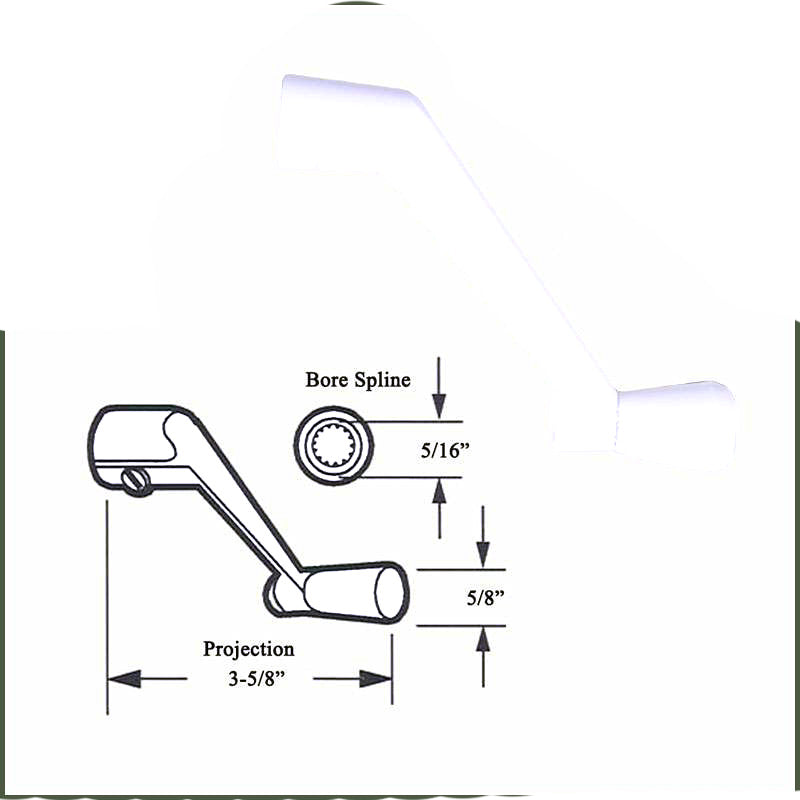 Velux Crank Handle, 5/16 Spline, 3-5/8 Projection - White - Velux Crank Handle, 5/16 Spline, 3-5/8 Projection - White