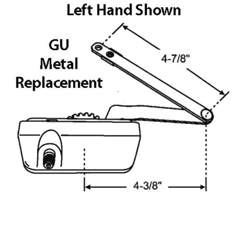 Discontinued - G-U Casement Operator, Metal Base, Split Arm  LH -White - Discontinued - G-U Casement Operator, Metal Base, Split Arm  LH -White