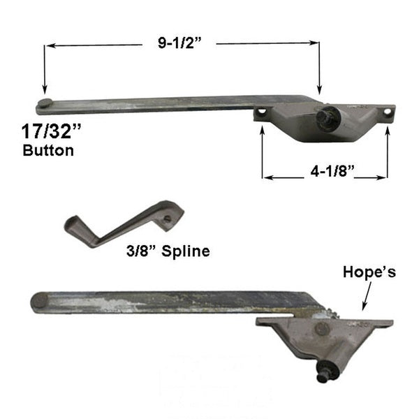 Hope Operator, 9î Arm, 4-1/8î Screws, Left Hand Casement - Choose Color - Hope Operator, 9î Arm, 4-1/8î Screws, Left Hand Casement - Choose Color