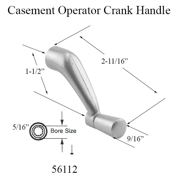 Casement Operator Crank Handle, 5/16 inch Spline, 2-11/16 inch Projection - Choose Color - Casement Operator Crank Handle, 5/16 inch Spline, 2-11/16 inch Projection - Choose Color
