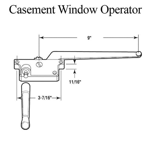 Casement Window Operator, 9 Inch Arm, Surface Mounted, Choose Handing - Bronze - Casement Window Operator, 9 Inch Arm, Surface Mounted, Choose Handing - Bronze