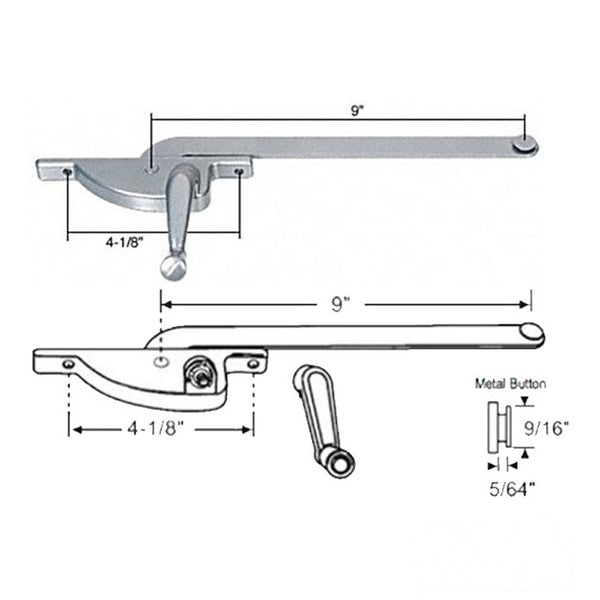 Hope Operator, 9î Arm, 4-1/8î Screws, Left Hand Casement - Choose Color - Hope Operator, 9î Arm, 4-1/8î Screws, Left Hand Casement - Choose Color