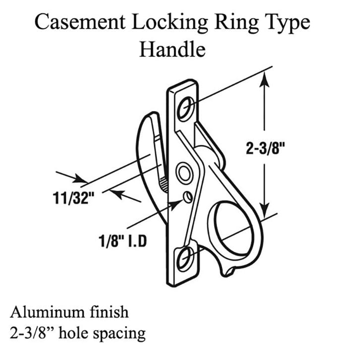 Casement Window Locking Ring Type Handle, 2-3/8‰Û Holespacing - Aluminum - Casement Window Locking Ring Type Handle, 2-3/8‰Û Holespacing - Aluminum