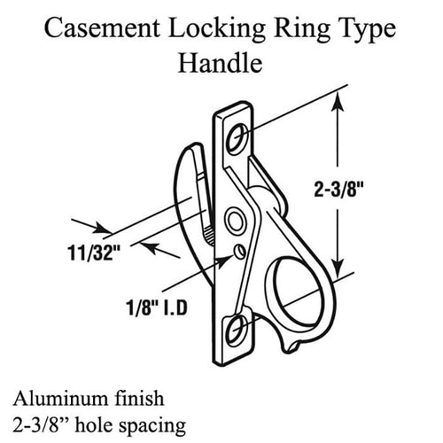 Casement Window Locking Ring Type Handle, 2-3/8‰Û Holespacing - Aluminum - Casement Window Locking Ring Type Handle, 2-3/8‰Û Holespacing - Aluminum