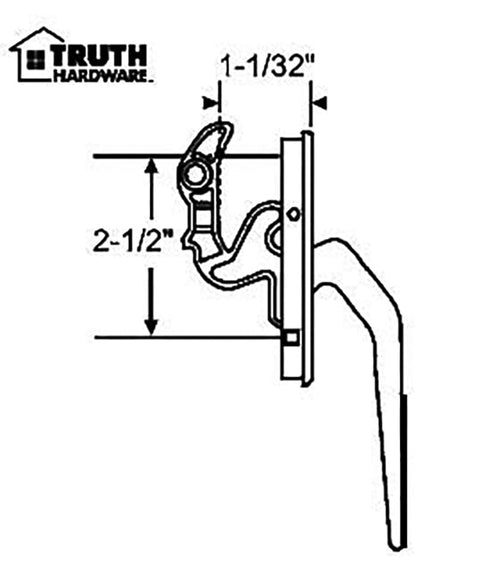Locking Handle, Casement Tie Bar, 2-1/2 screw spacing - Choose Color - Locking Handle, Casement Tie Bar, 2-1/2 screw spacing - Choose Color