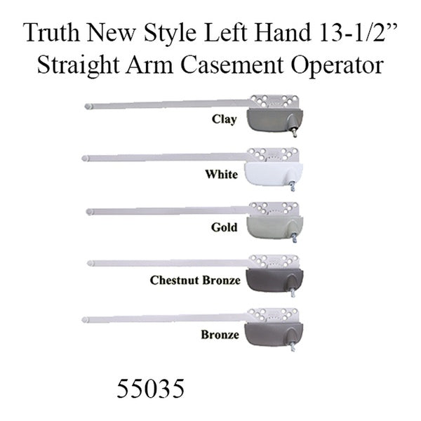 New Style Truth Ellipse Left Hand 13-1/2 Inch Straight Arm Casement Operator - Choose Color - New Style Truth Ellipse Left Hand 13-1/2 Inch Straight Arm Casement Operator - Choose Color